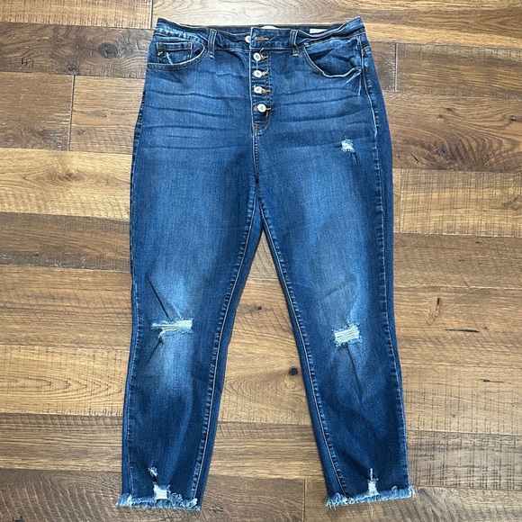 KanCan Denim - KanCan Dark Blue Distressed Ankle Jeans